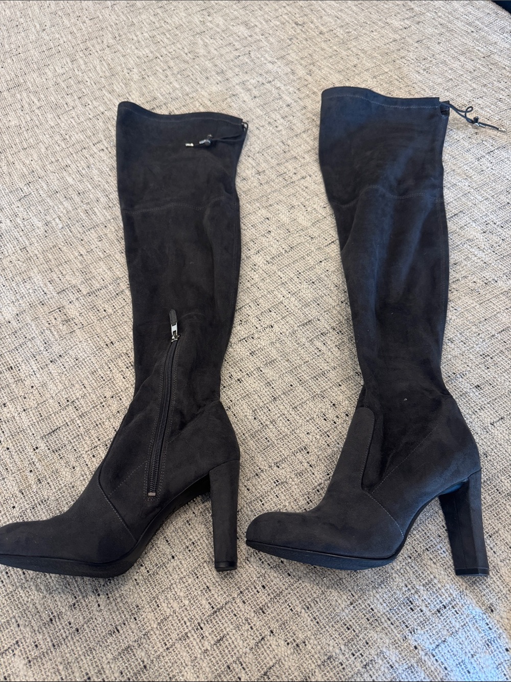 Sam Edelman Dark Grey Suede Over-the-Knee Heeled Boots